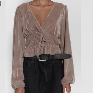 Zara satin pleated top
